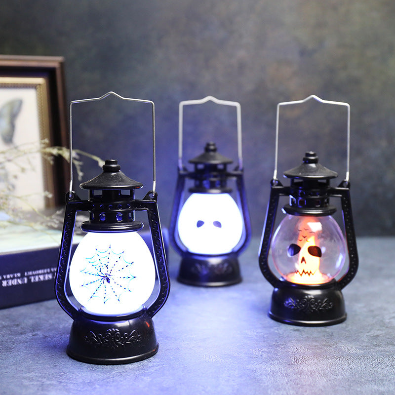 Halloween Decoration Vintage Hanging LED Light Lamp Portable Ghost Spider Nightlight For Haunted House Props Home Party Decor