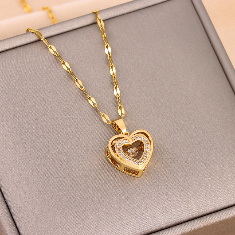 Valentines Day Gift Double-layer Smart Love Pendant Titanium Steel Nec –  Artisan Crafts Online Shopping