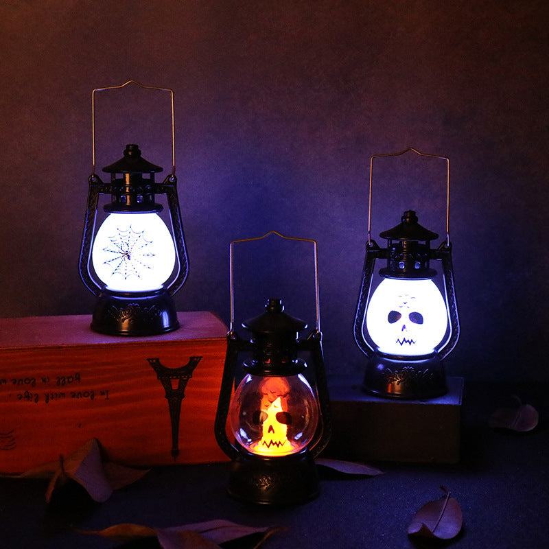 Halloween Decoration Vintage Hanging LED Light Lamp Portable Ghost Spider Nightlight For Haunted House Props Home Party Decor