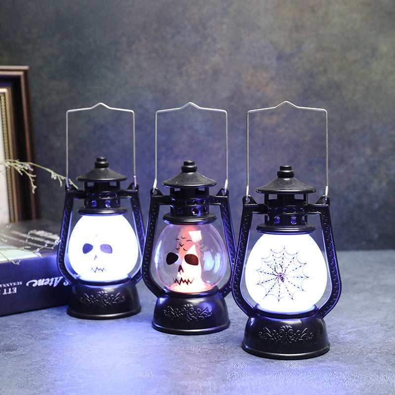 Halloween Decoration Vintage Hanging LED Light Lamp Portable Ghost Spider Nightlight For Haunted House Props Home Party Decor