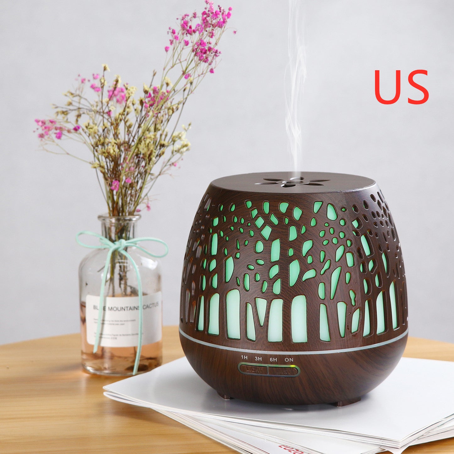 Room essential oil aroma diffuser hollow colorful ultrasonic humidifier